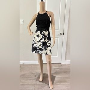 Halter-Neck Two-Piece Floral Print Short Dress